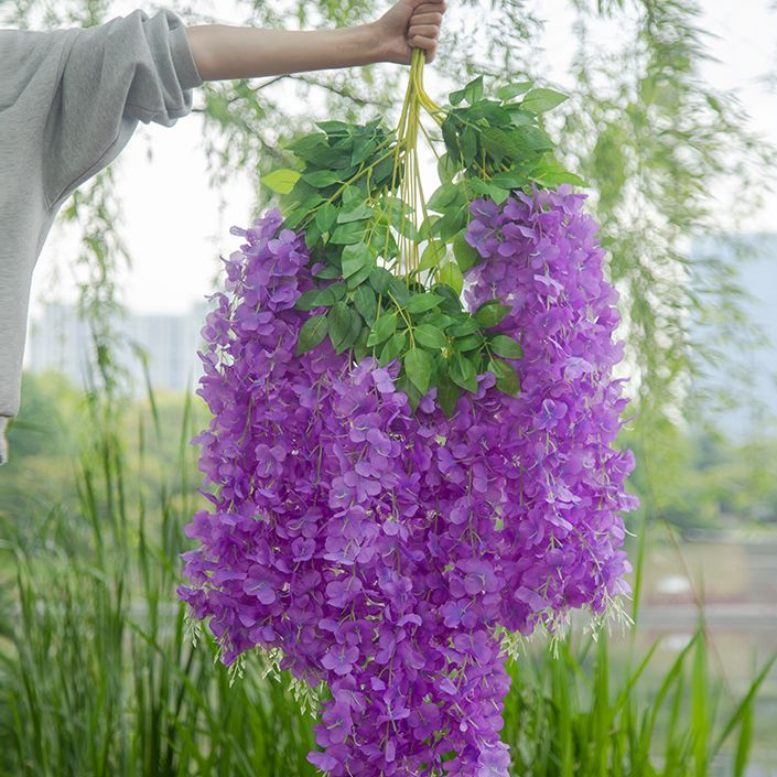 仿真紫藤花豆花串紫罗兰塑料绢花装饰藤蔓植物吊顶花婚庆假花藤条