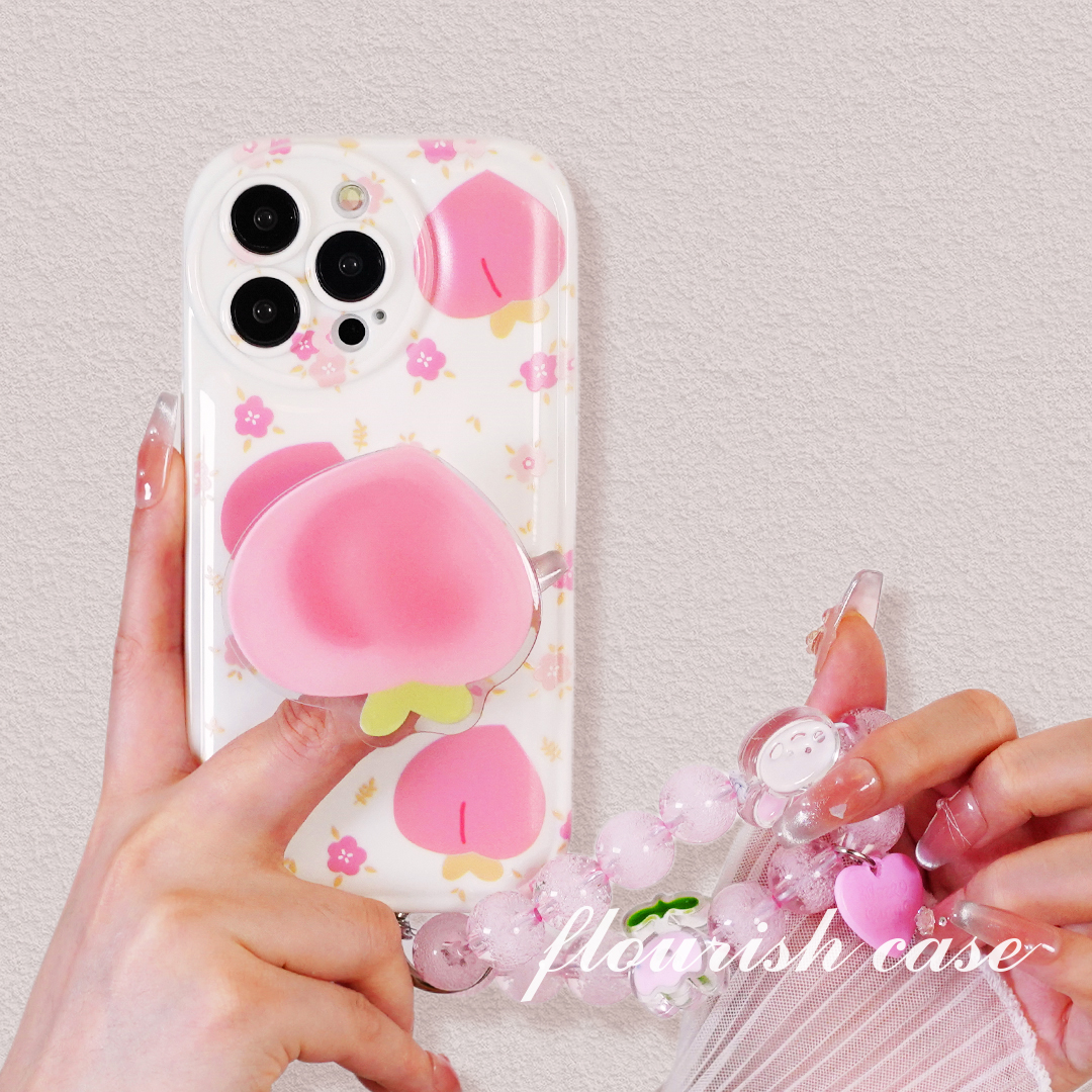 【苹果/华为/OPPO/VIVO/小米/荣耀】小碎花水蜜桃支架硅胶ins手机壳