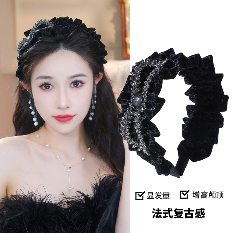 丝绒显发量发箍女高级感时尚蝴蝶结发卡头饰高颅顶头箍女新款2023