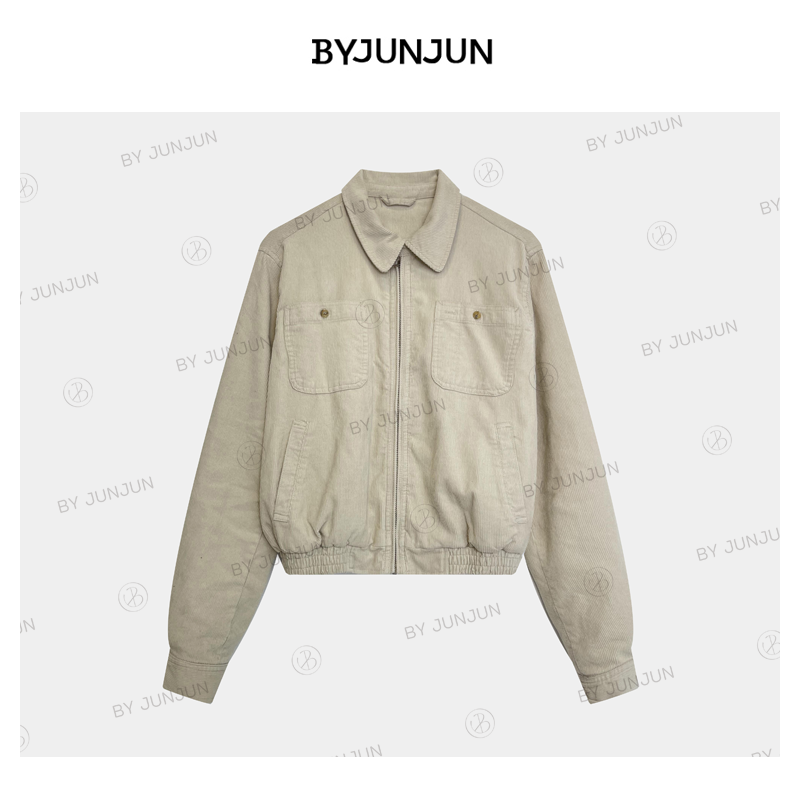 ByJunjun小众设计师 2023秋冬新款韩系极简风灯芯绒翻领夹克外套