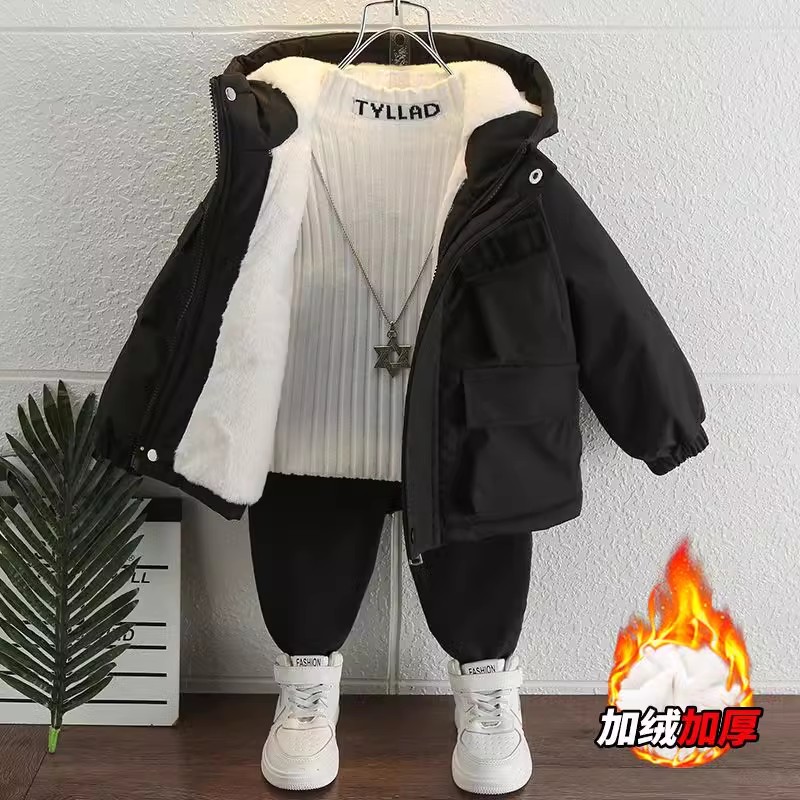 男童冬装棉服2023新款中小儿童装冬款加绒加厚派克服宝宝保暖外套