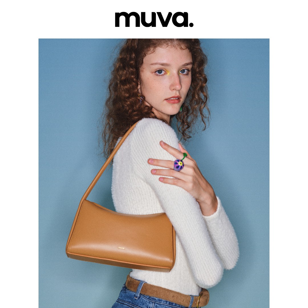 MUVA 简约高级感真皮腋下包 质感软皮单肩包包女士通勤包MU15