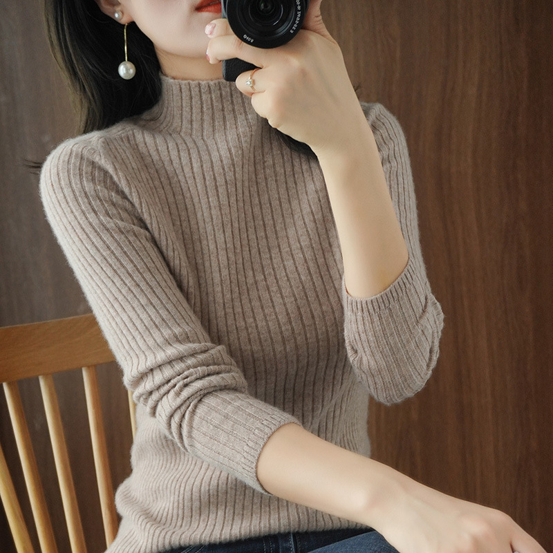 半高领毛衣女2022新款秋冬内搭针织打底衫女士修身短款毛衣女