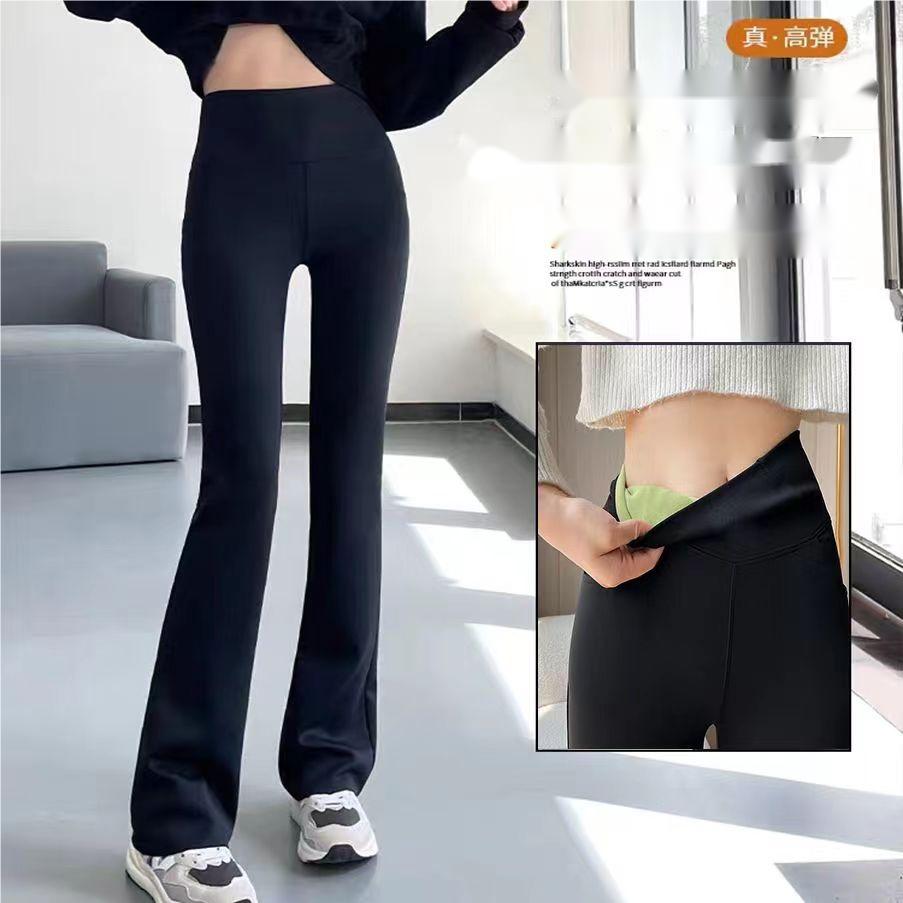 新款女士加绒高腰外穿喇叭裤  0702 XM07