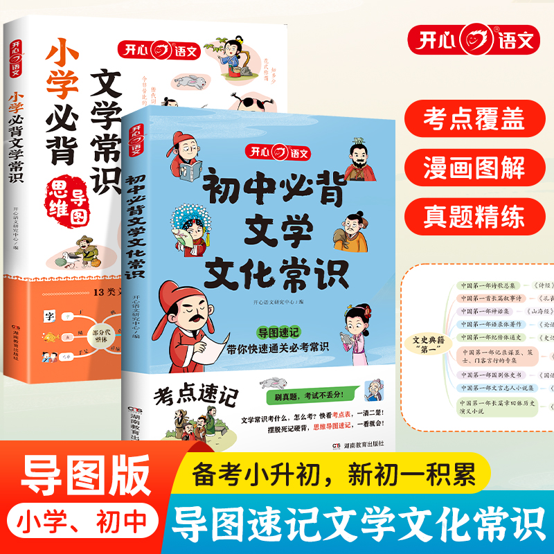初中+小学必背文学文化常识 思维导图速记中考语文基础知识大全书