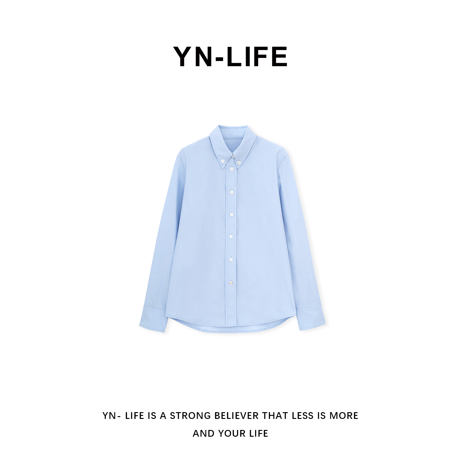 YN-LIFE 【蓝色垦丁】显瘦显肤白蓝色秋季衬衣YNGY235053