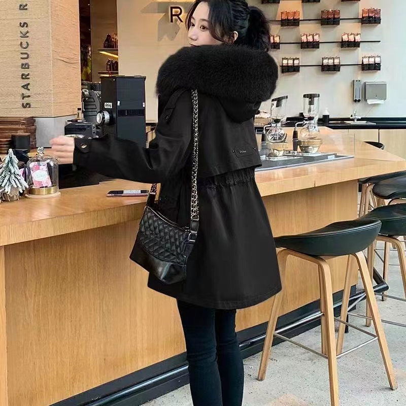 2023新款冬季加绒加厚棉服外套棉服连帽女士派克服小个子短款930