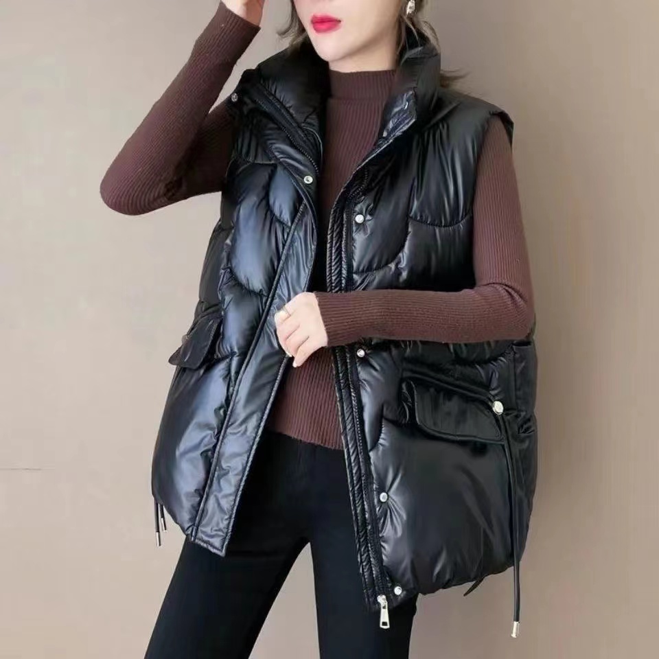 百搭外穿免洗外套时尚哑光棉服马甲女2023秋冬韩版宽松坎肩909