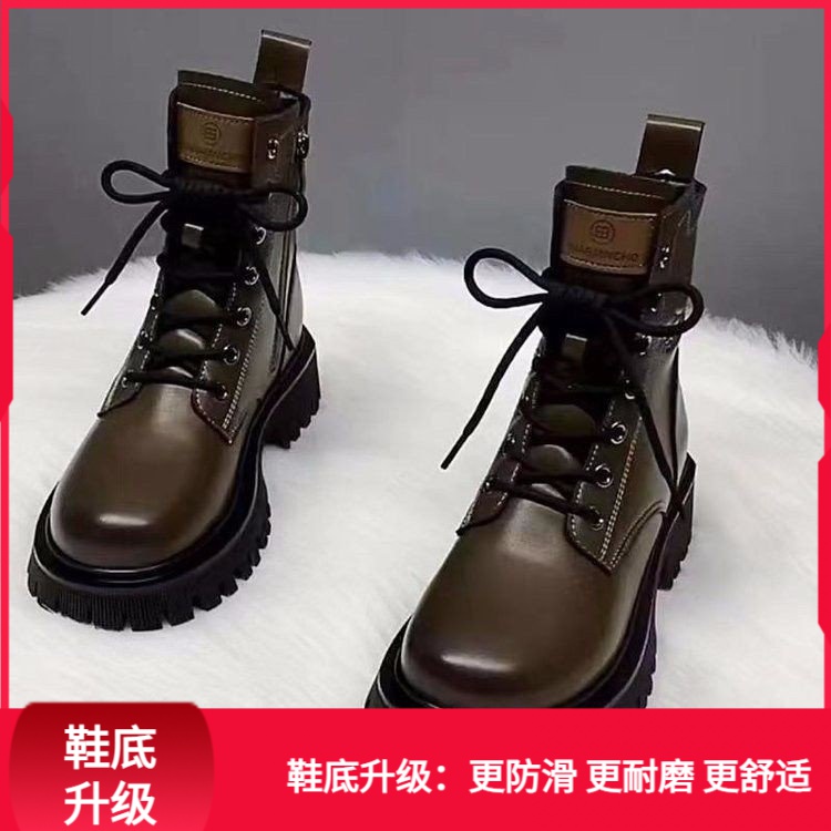 回力潮品厚底马丁靴女冬款粗跟软底复古加绒保暖英伦短靴时装靴女
