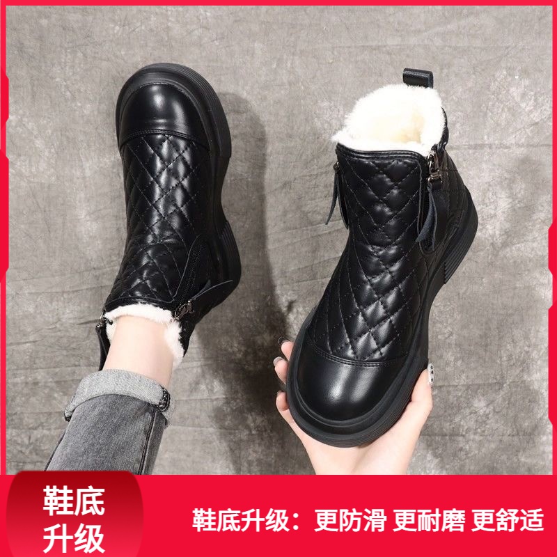 回力潮品冬季雪地靴女新款女学生短靴大棉保暖鞋加绒加厚马丁靴女