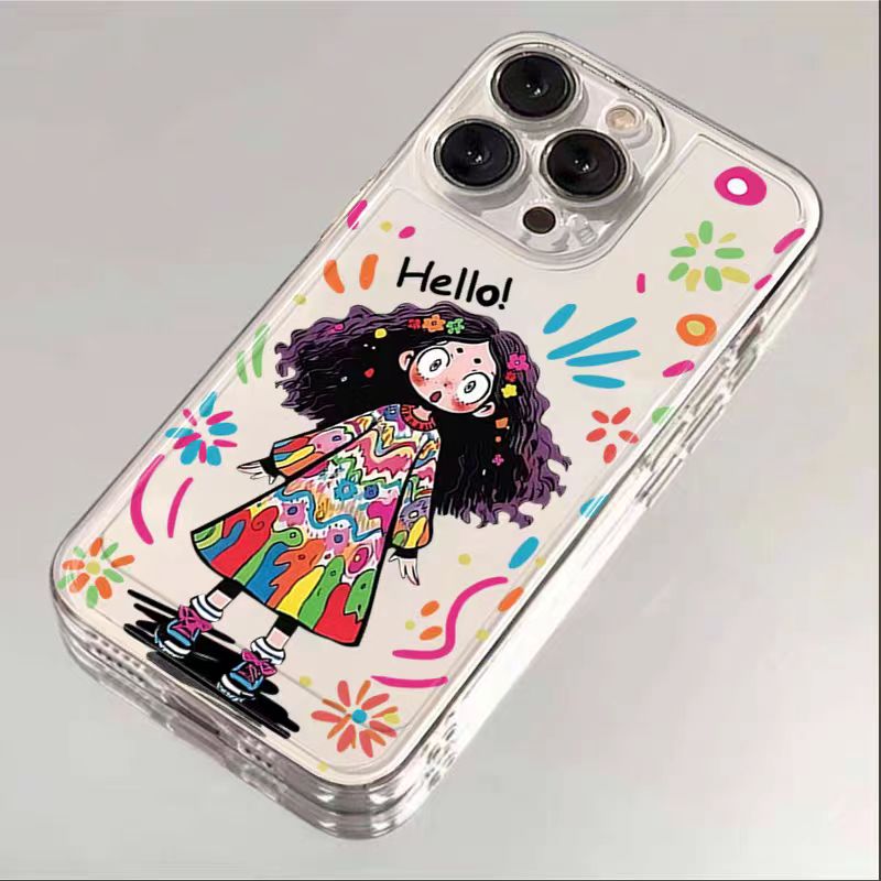 炸毛女孩适用苹果13手机壳14iphone15pro/12女11华为vivo小米oppo