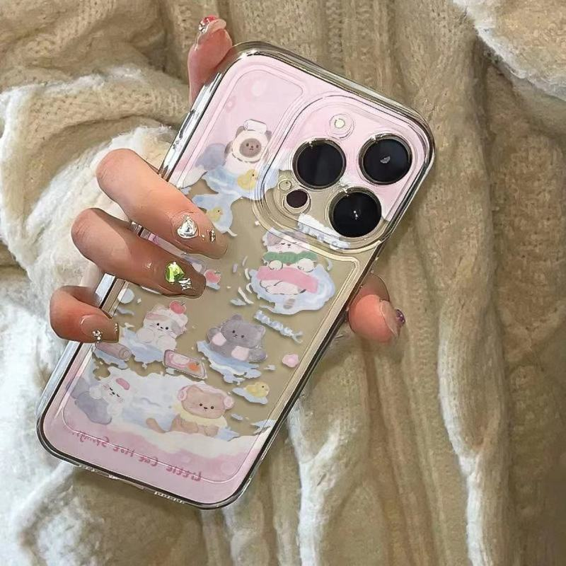 泡澡猫咪适用苹果13手机壳14iphone15pro/12女11华为vivo小米oppo