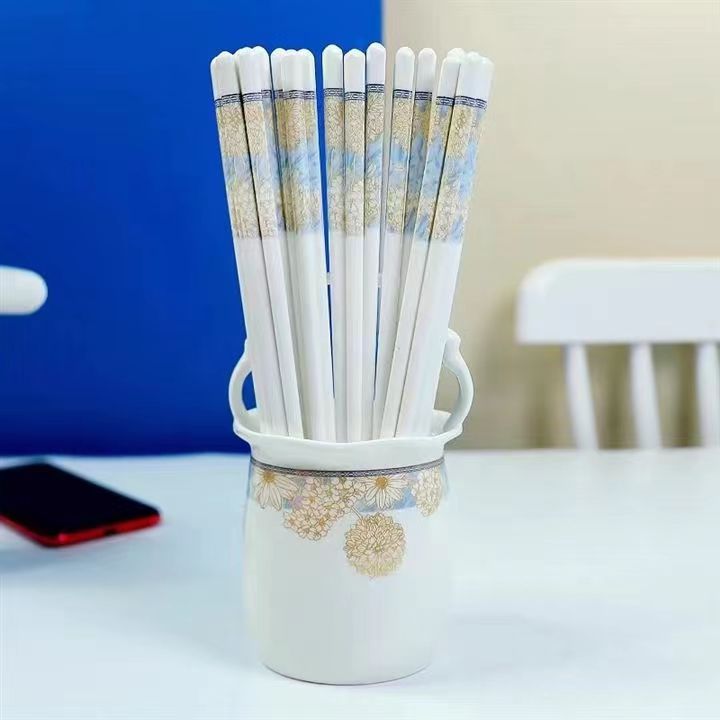 时光漫步同款骨瓷筷子家用瓷筷10双创意网红筷子