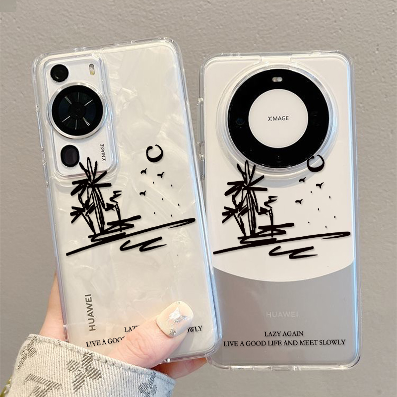 适用华为mate60pro+手机壳mate60简约mate60pro防摔超薄加镜头膜