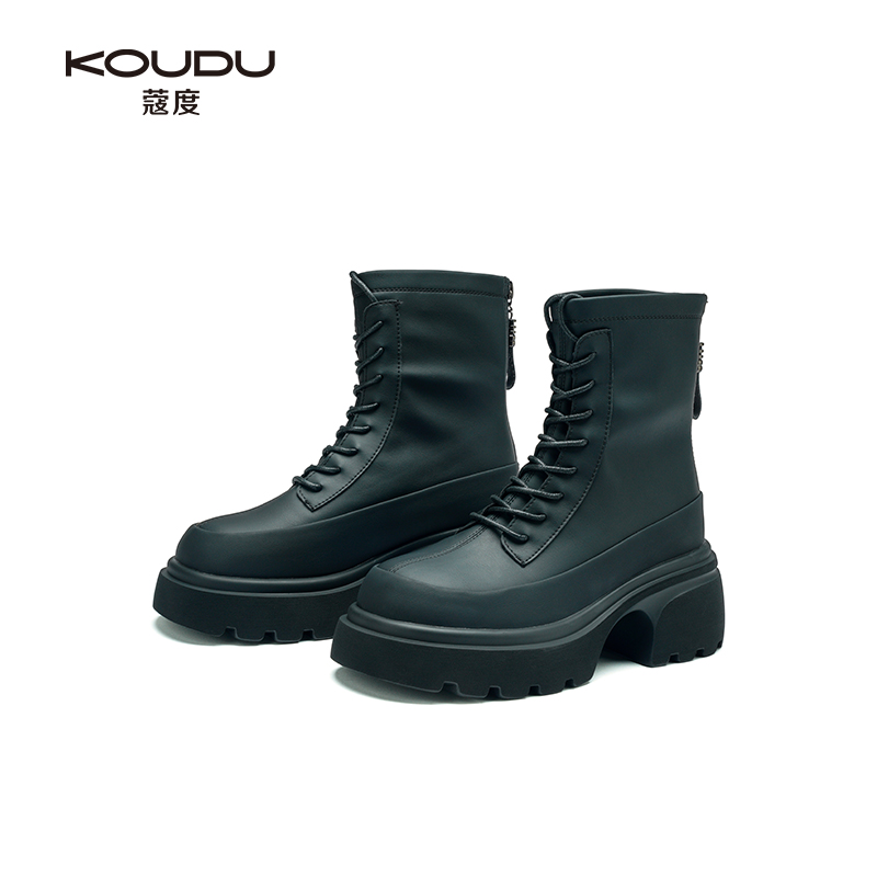 KOUDU/蔻度休闲百搭高品质系带英伦风设计师时尚单里时装短靴2489