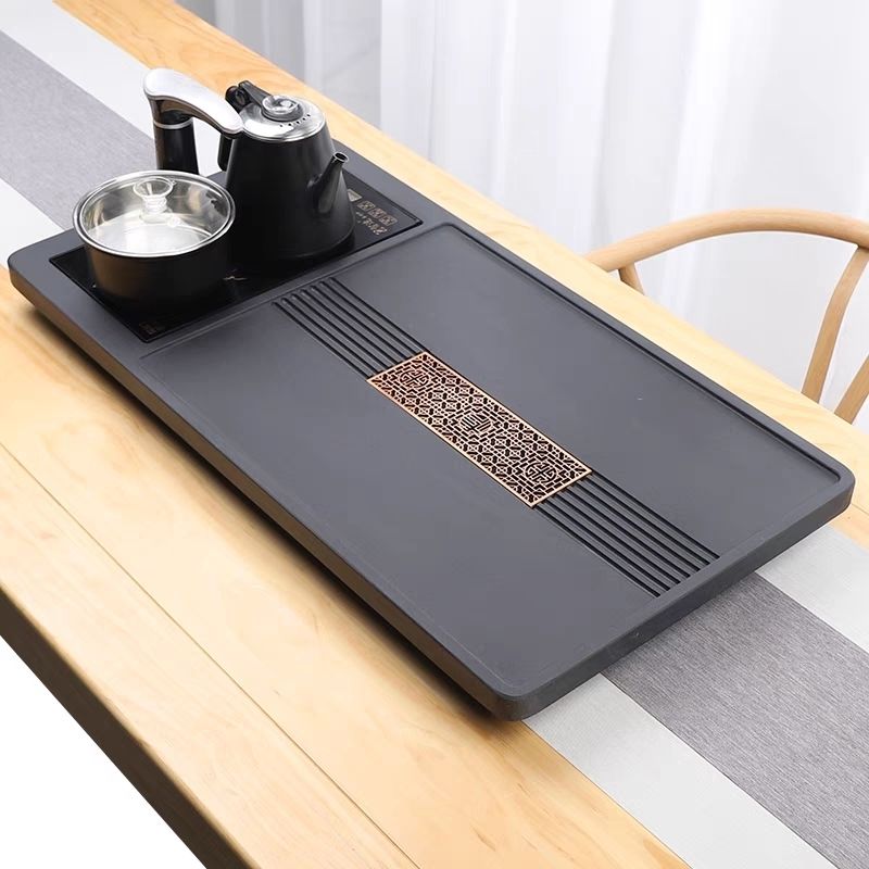 天然乌金石茶盘全自动上水茶台烧水壶一体电磁炉功夫茶具家用茶托