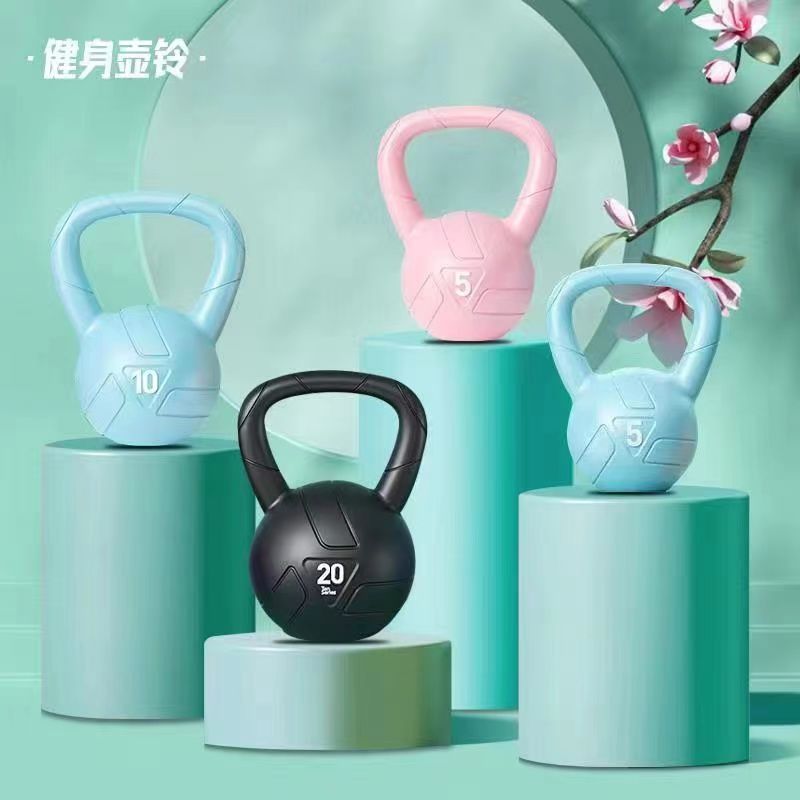 壶铃大学生提臀宿舍健身哑铃竞技浸塑壶铃球提壶哑铃5-20磅器材