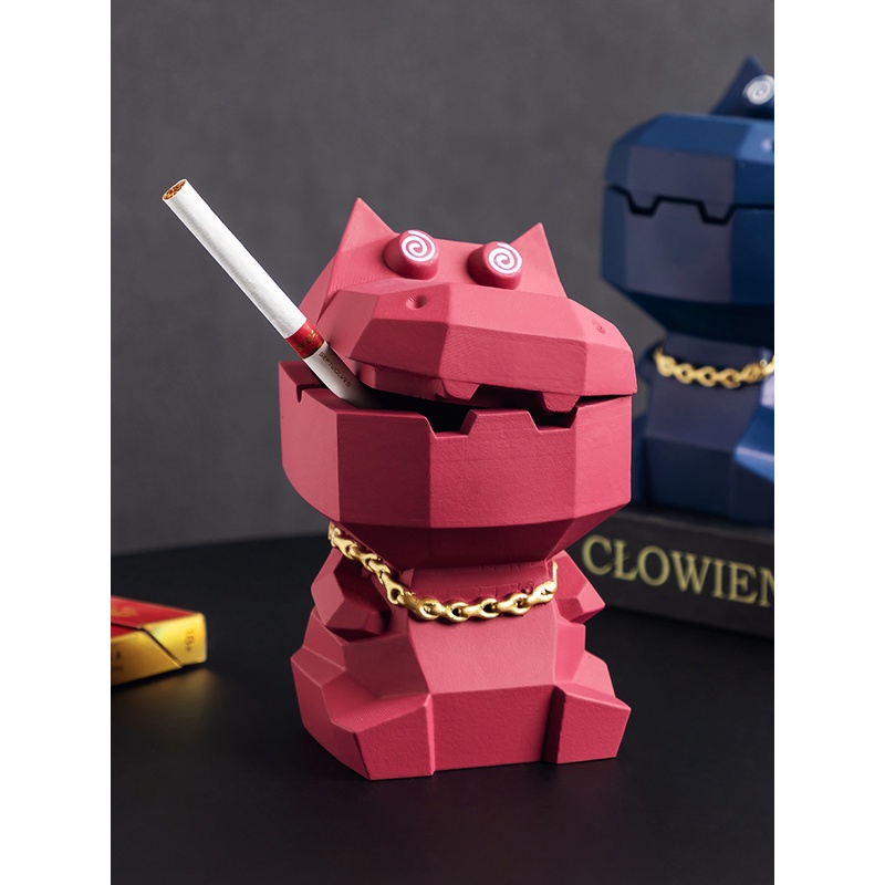 小河马烟灰缸带盖防飞灰创意个性家用客厅宿舍可爱卡通摆件烟灰缸