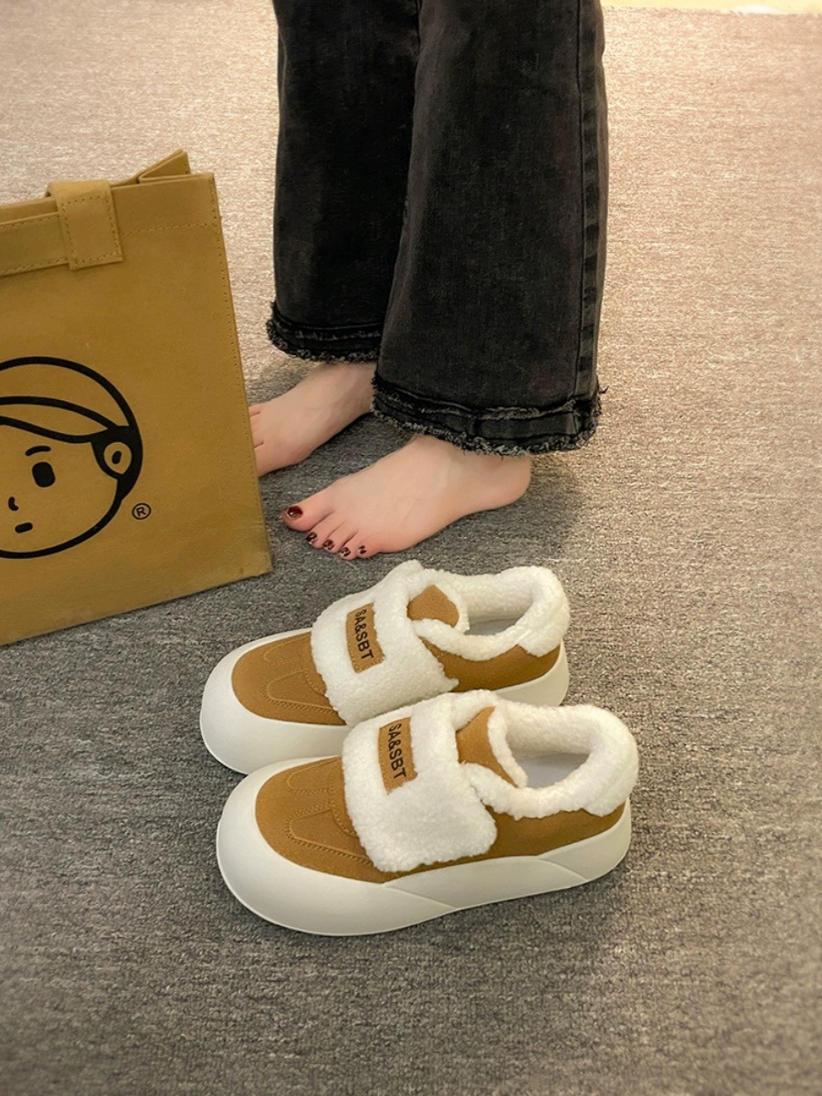 回力瑞鞋子百搭女2023秋冬季新款加绒保暖棉鞋厚底板鞋超火面包鞋