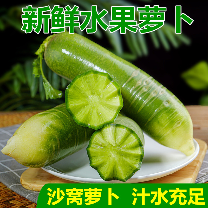 新鲜水果萝卜自家种植沙窝萝卜脆甜型生吃青绿萝卜5/9斤包邮