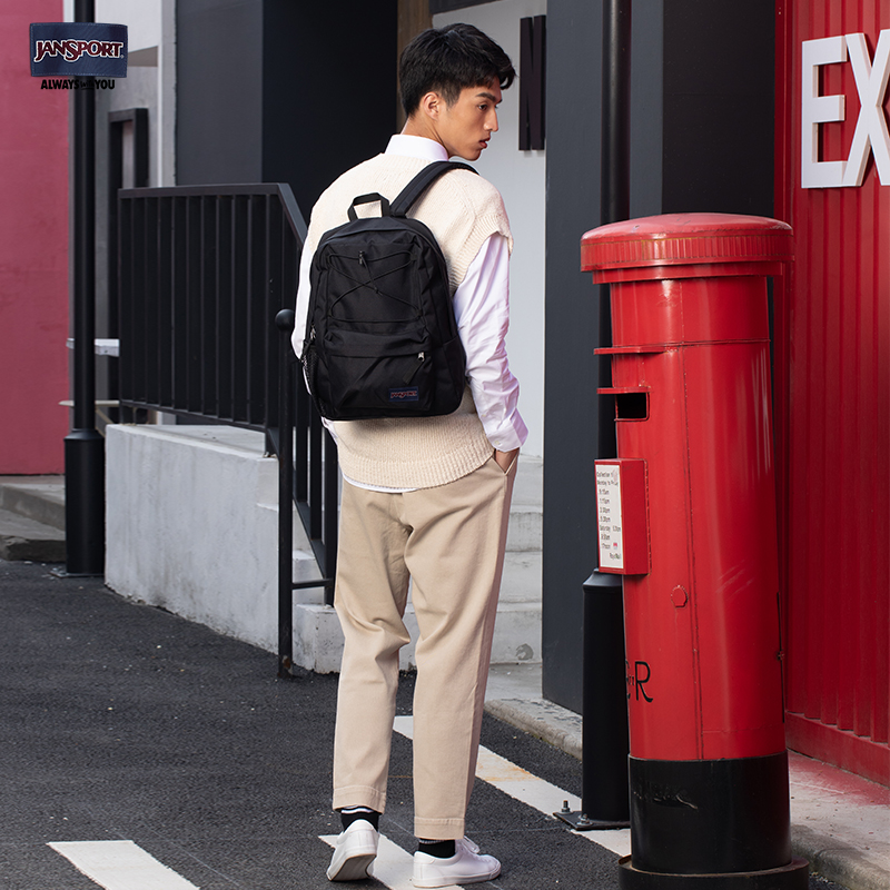 JanSport杰斯伯双肩包新款运动包男电脑女休闲书黑色背包潮包4NVB