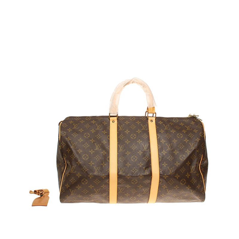 90新 LouisVuitton/路易威登 热巴老花帆布/手提包/植鞣革换新