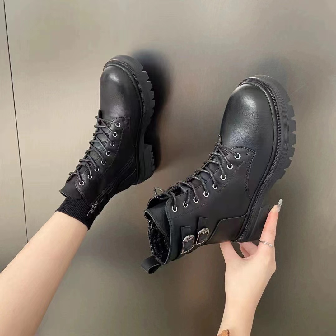 【双扣款】百搭衣橱秋冬款时尚百搭舒适机车女靴-7979-20