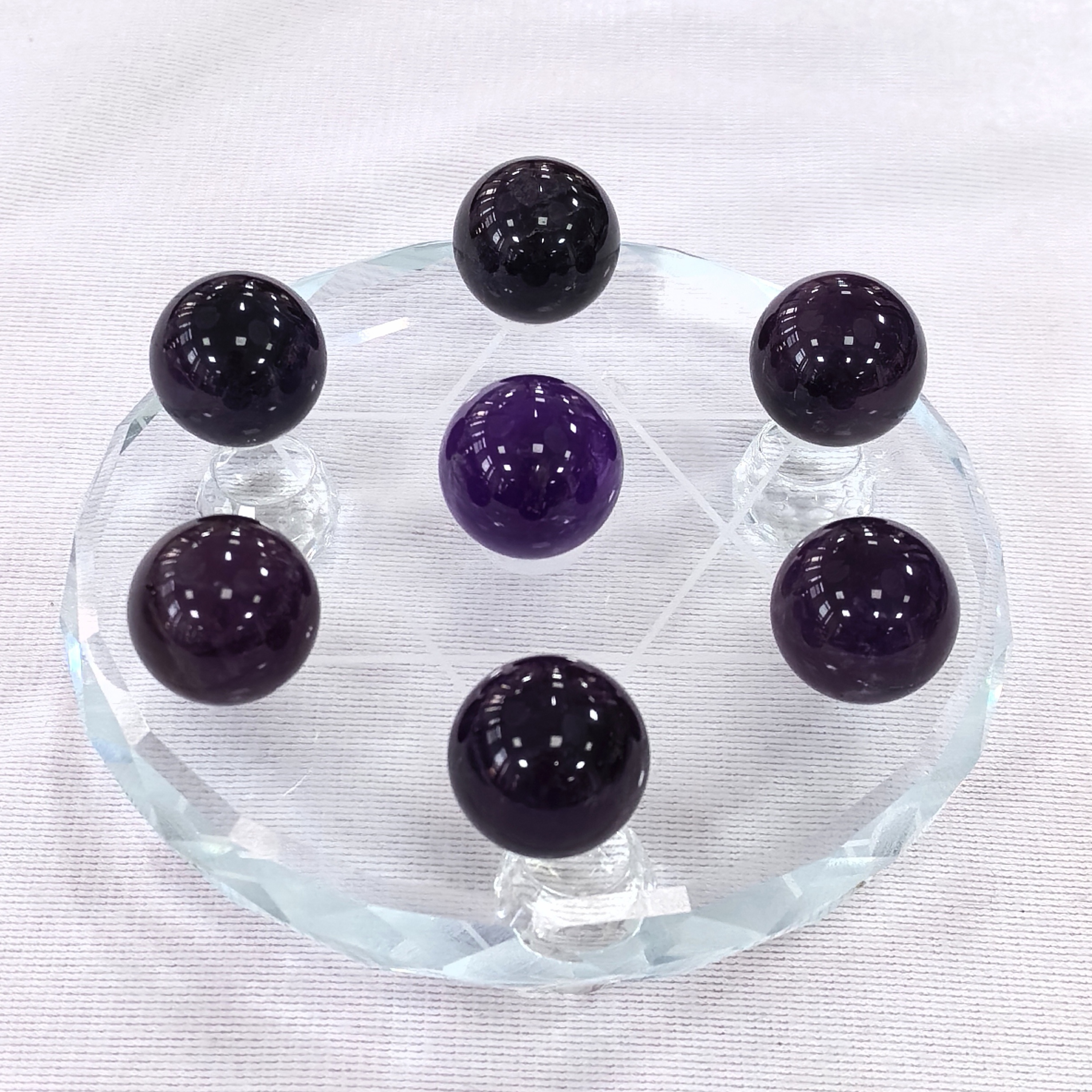【水晶书记推荐】q08天然水晶紫水晶球七星阵摆件1.8cm