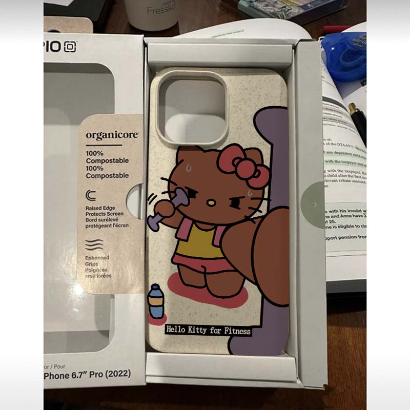 杠铃kt猫小麦壳适用苹果14/13promax手机壳12华为/vivo/小米/oppo