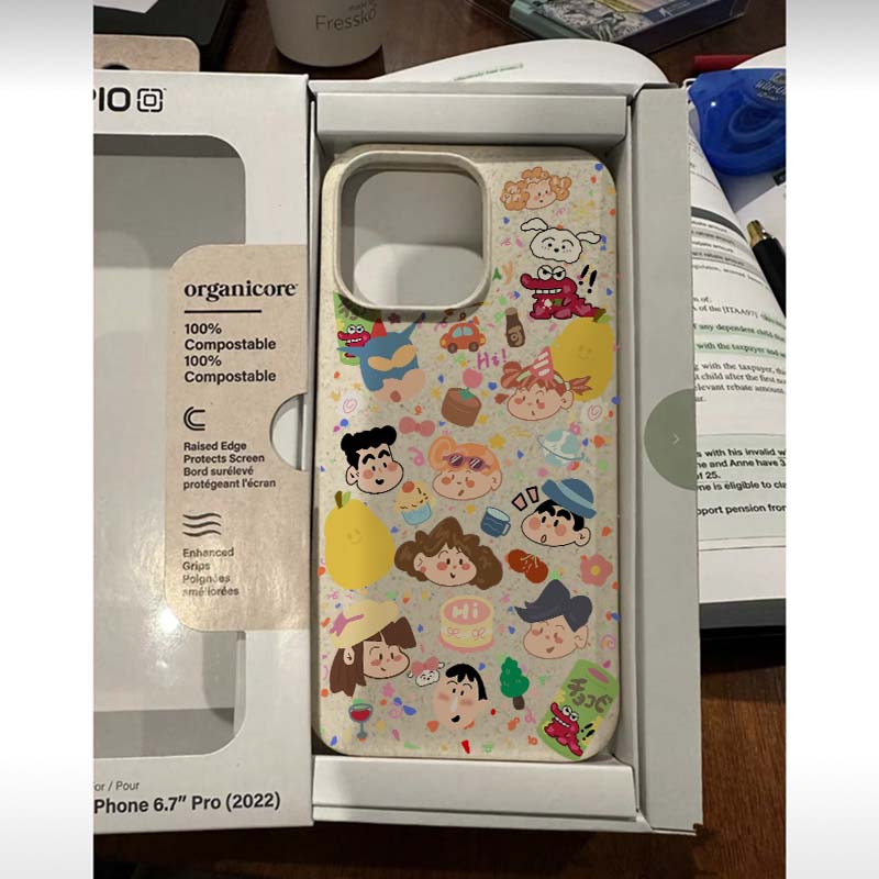 涂鸦小新小麦壳适用苹果14/13promax手机壳12华为/vivo/小米/oppo