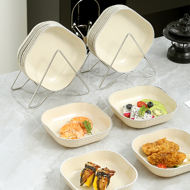家用吐骨头盘碟塑料餐桌放菜骨碟吐骨碟小菜盘子垃圾渣盘支架收纳