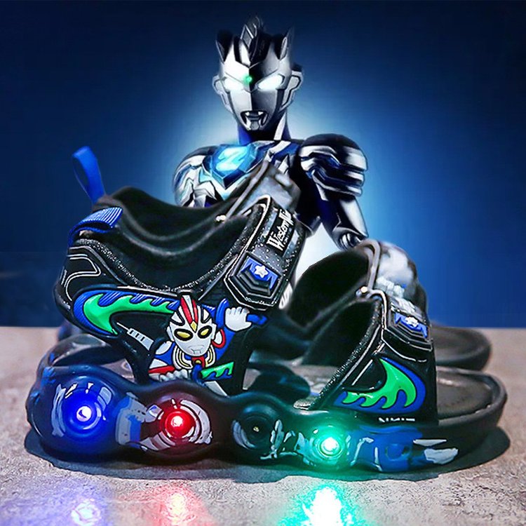 男童凉鞋发光鞋软底防滑男童鞋2024新款夏季小男孩休闲运动亮灯鞋