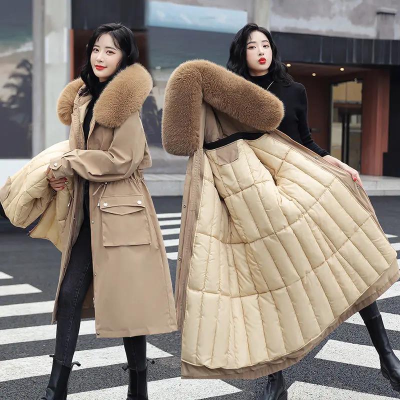 雪中飞2023新款派克服可拆卸内胆一衣三穿冬季厚外套气质显瘦大毛