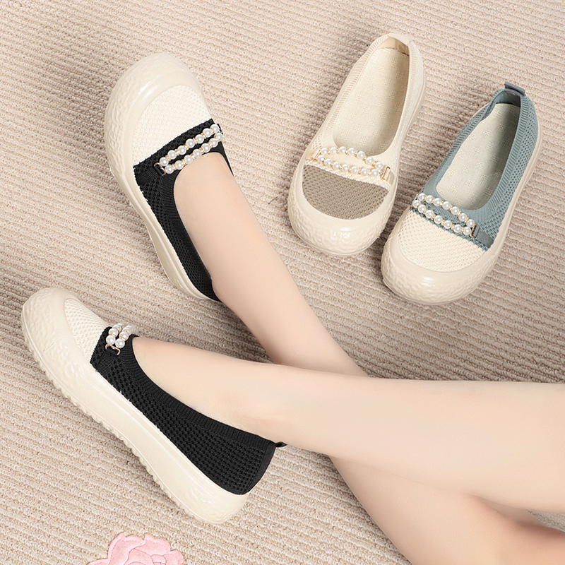 2024夏季新款飞织网面透气厚底防滑软底老北京布鞋女款单鞋学生鞋