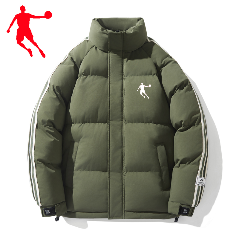 乔丹运动棉服男冬季立领加厚保暖丝绒棉服大码宽松休闲外套棉袄衣