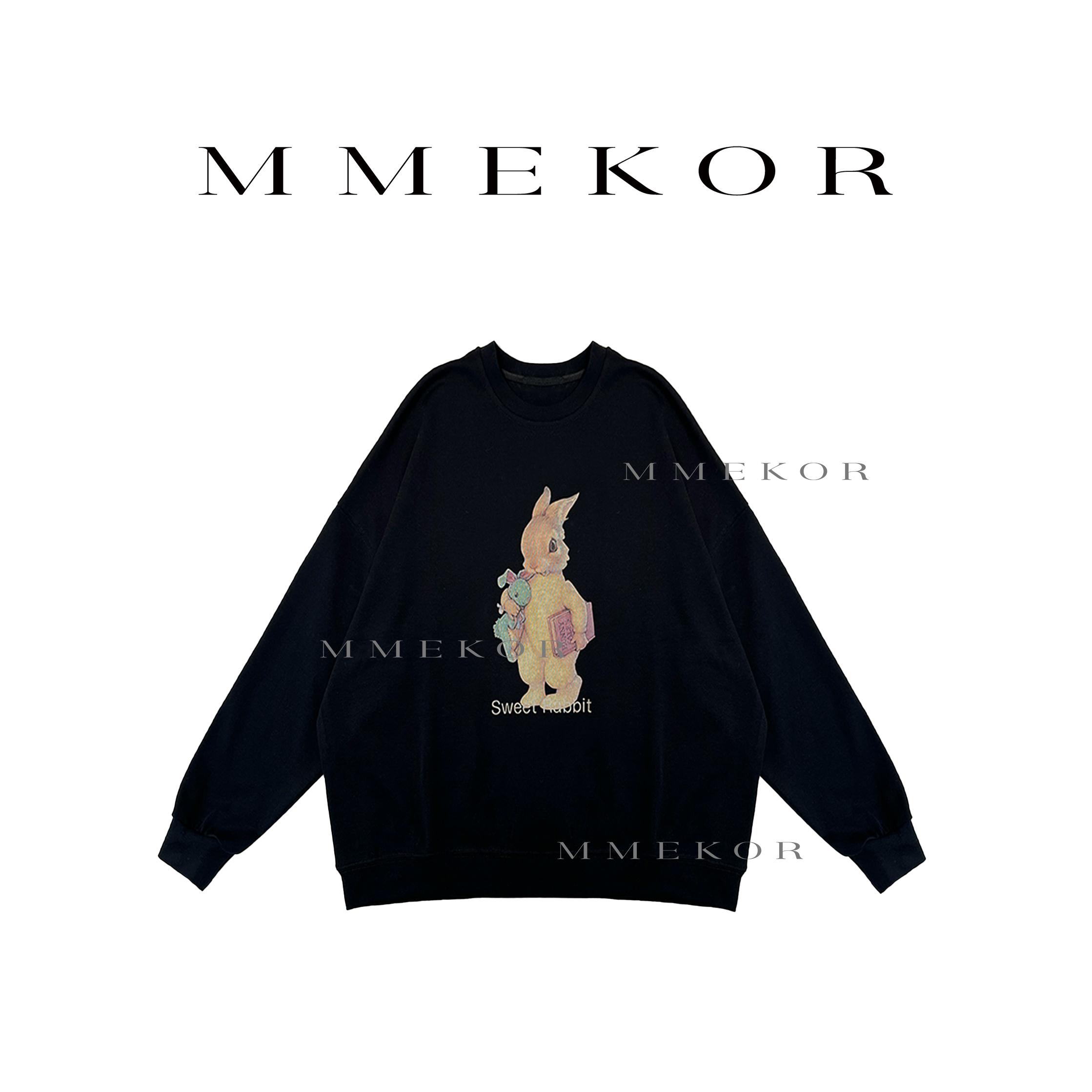 MMEKOR  兔子卡通套头卫衣 86430      宽松休闲百搭重工圆领上衣