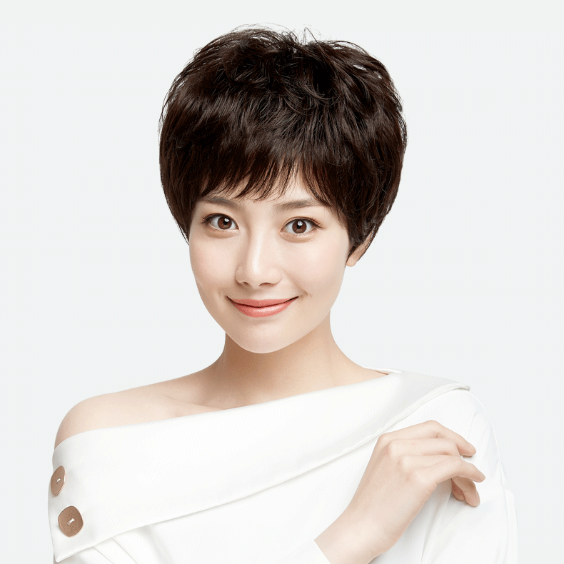 外出均码前额固定调节两头佩戴假发女短发妈妈发型短卷发立体蓬松