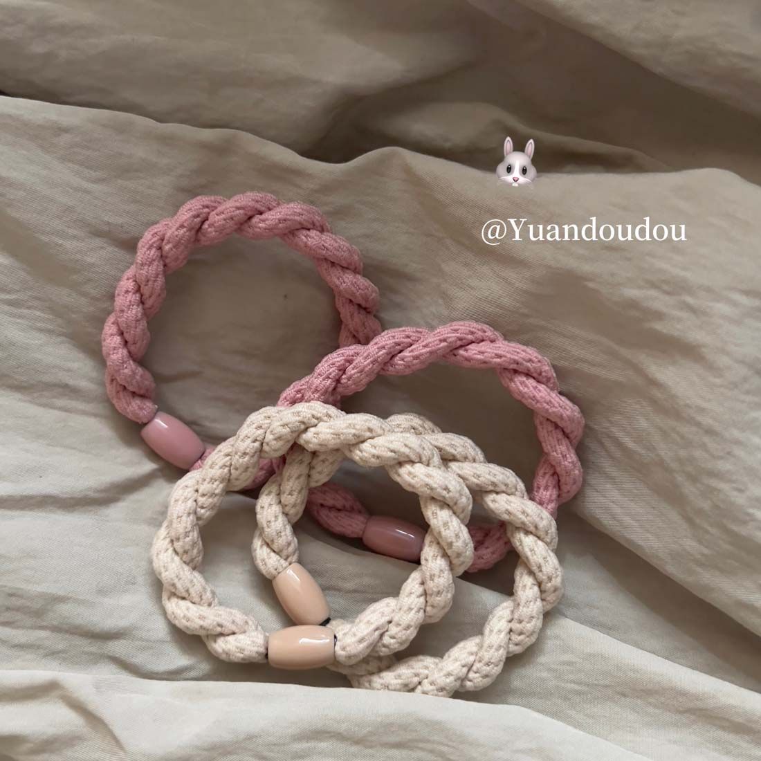 升级牢固桃粉绳小众三个装丸子头扎的紧紧的博主推荐少女头绳皮筋