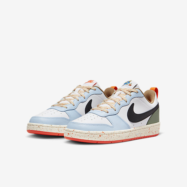 Nike/耐克Court Borough low 女白蓝休闲低帮耐磨板鞋 DX6052-101