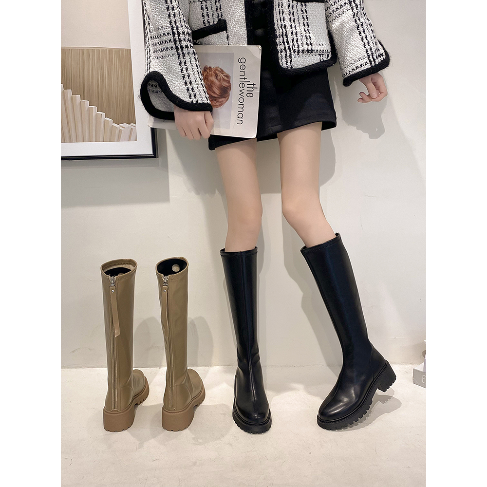 红蜻蜓牌2023年春秋季厚底骑士靴网红爆款不过膝高筒靴子瘦瘦长靴