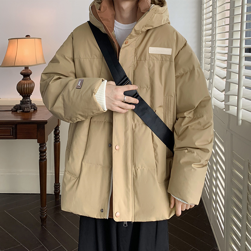 连帽冲锋衣羽绒服男士冬季新款轻薄保暖潮牌防寒港风冬装男生外套