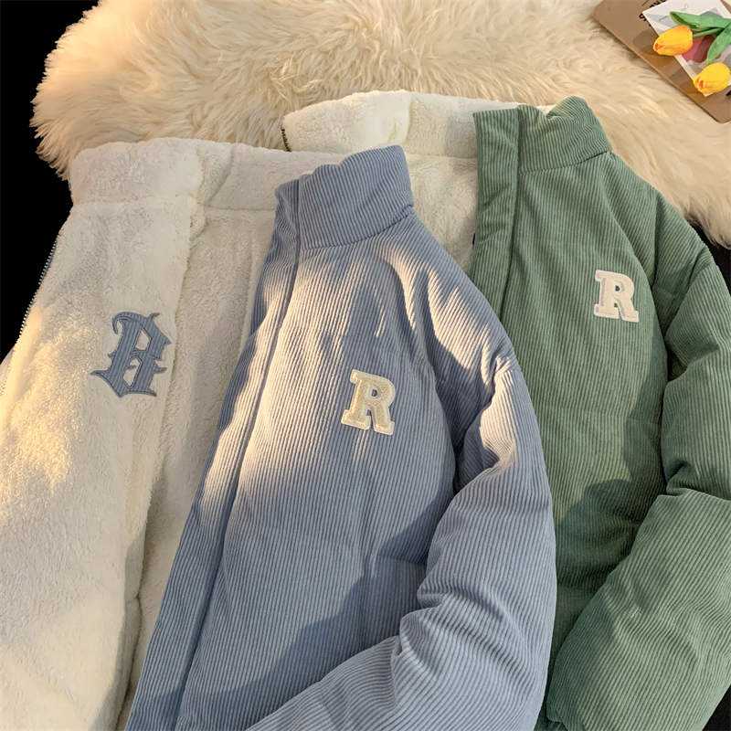 双面穿棉衣男士2023新款秋冬季羊羔绒外套加厚男生棉袄子百搭棉服