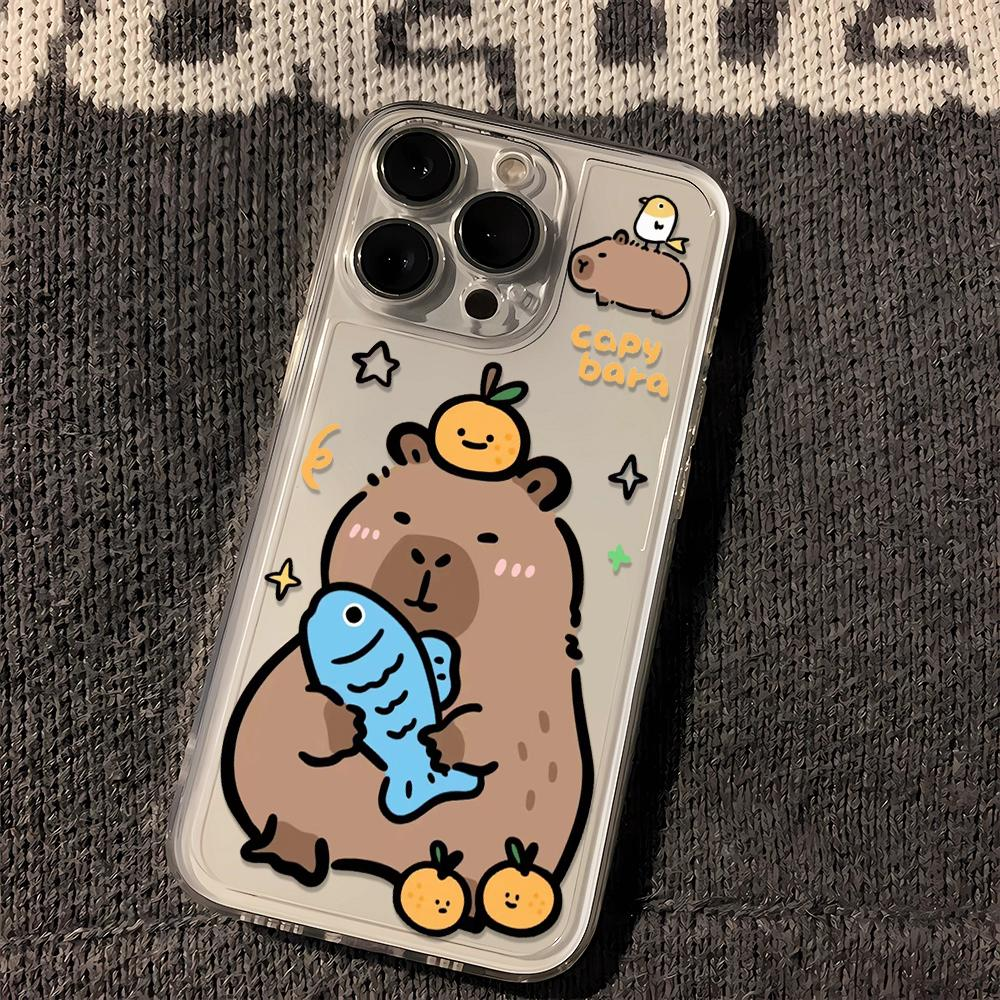 摸鱼水豚适用iPhone15plus手机壳苹果14华为OPPO小米vivo硅胶软壳