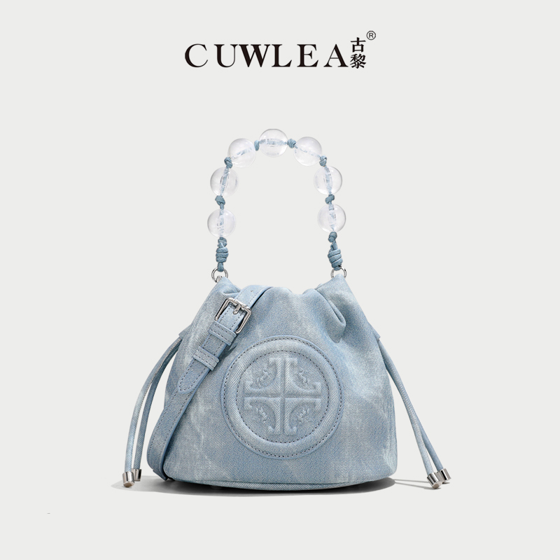 【妮可专属】CUWLEA/古黎新款串珠单肩斜挎手提水桶包福袋包GL-6180