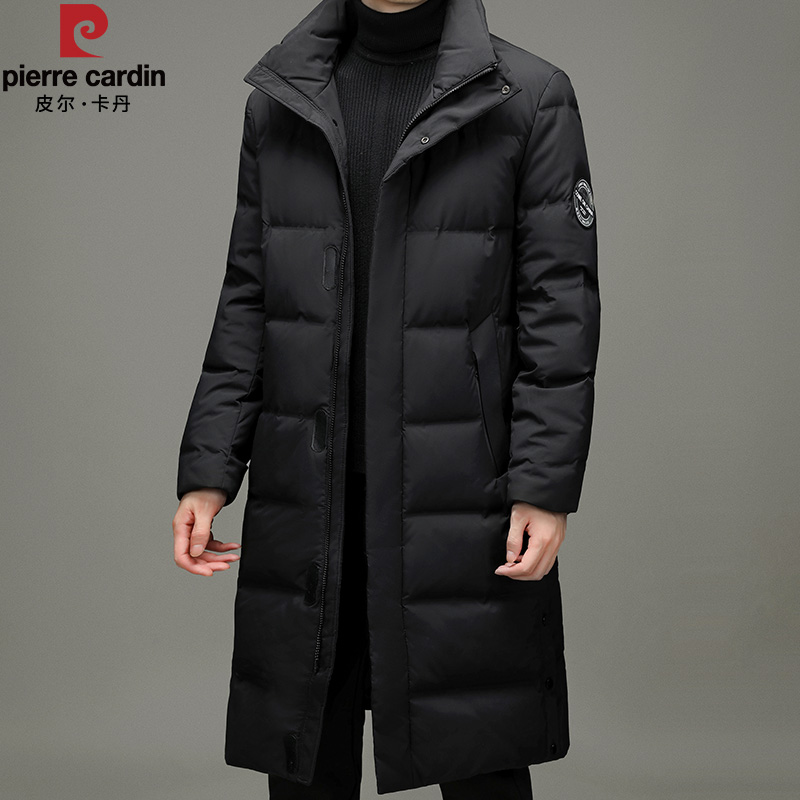 皮尔卡丹【时尚韩版】冬季男士长款过膝防寒大码加厚保暖连帽男外套