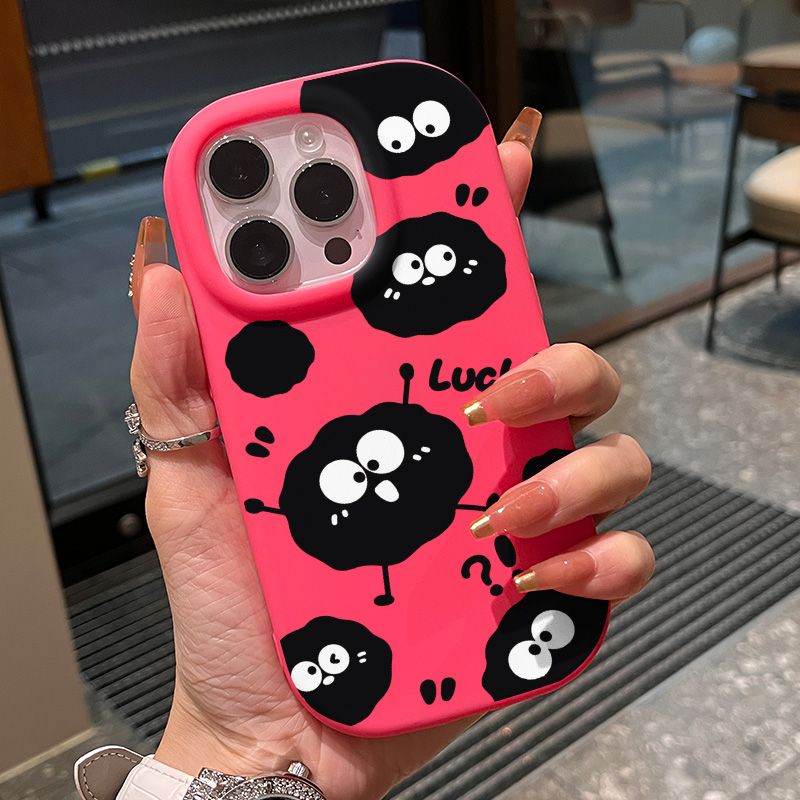 卡通煤球来适用苹果15手机壳iphone13磨砂14promax防摔12搞怪11软