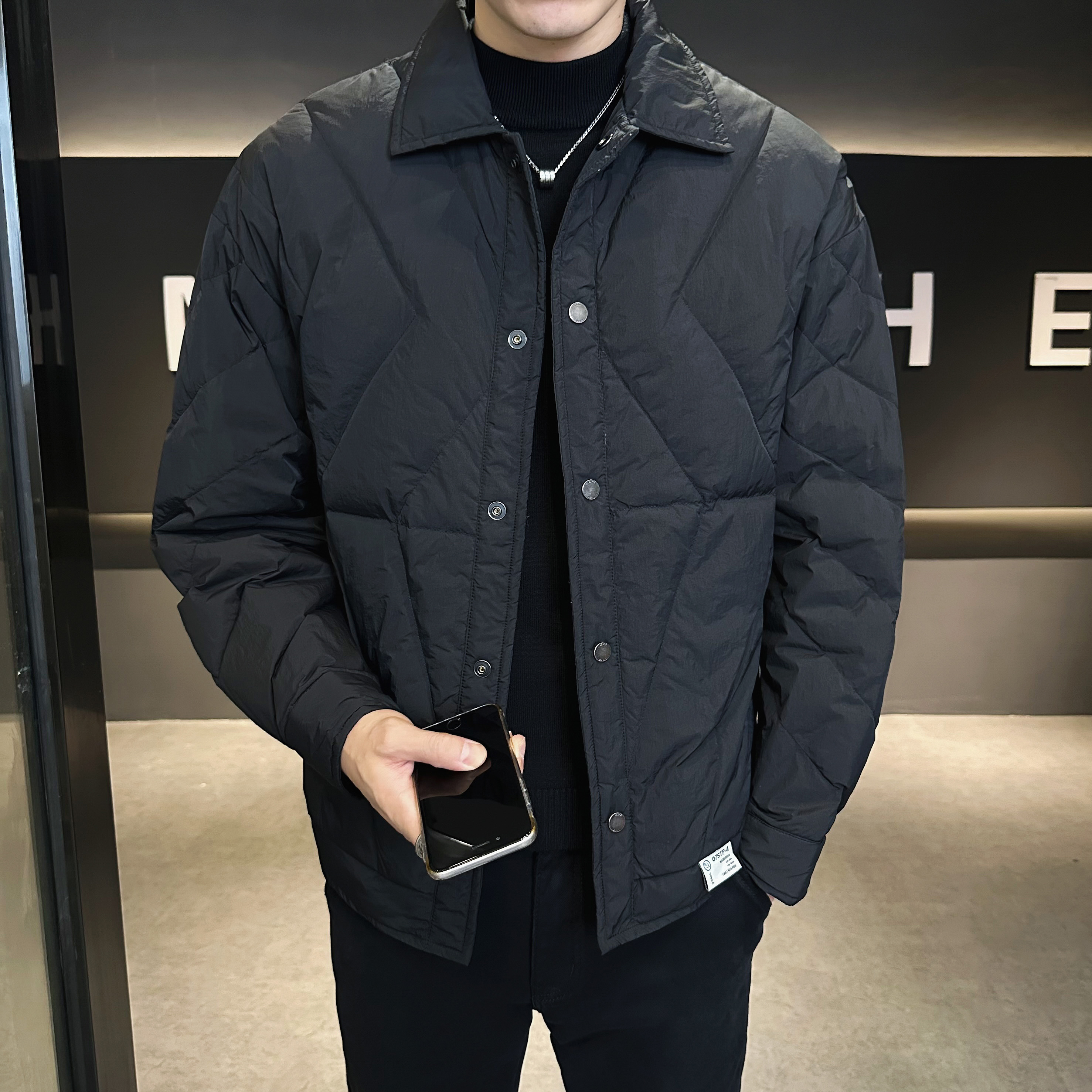 冬季羽绒服男士短款休闲轻薄衣服男潮流加厚保暖白鸭绒翻领外套男