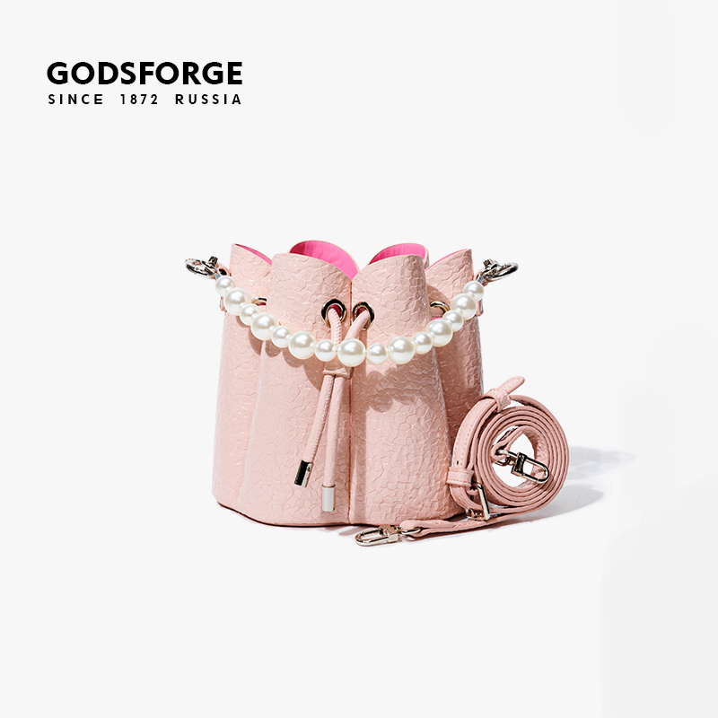 GODSFORGE/歌斐 2023夏季新款时尚百搭设计师单肩手拿花瓣水桶包