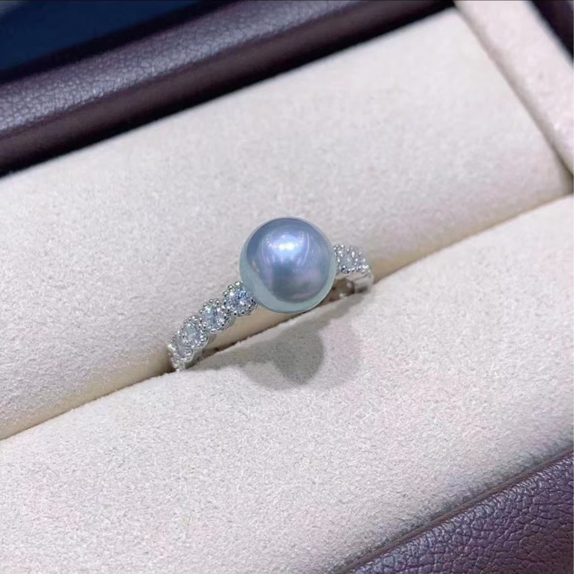 DFILA/蒂妃拉SDM3016 S925海水真多麻色珍珠戒指正圆强光7-7.5mm