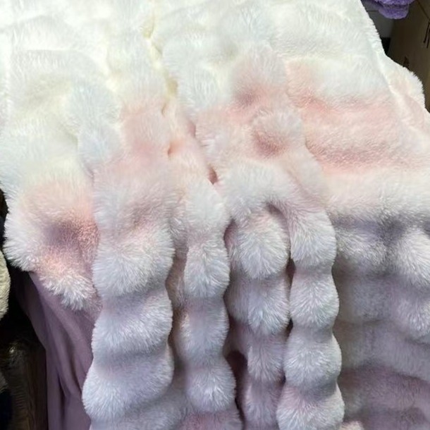 【911家纺】粉色挑染四件套加绒加厚